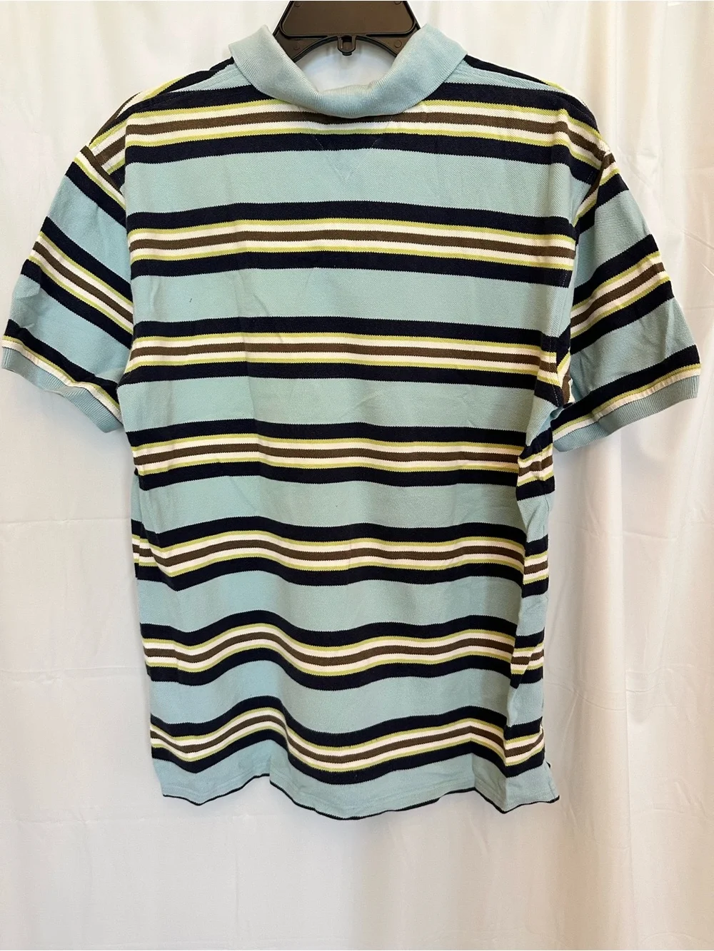 Tommy Hilfiger Bundle of 2 Boy’s Striped Polos in Light Blue, Navy & Cream Sz XL